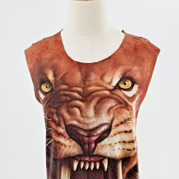 Mountain Lion All Over Graphic Customized T-Shirt Size Small Y2K 90s Cut-Out - Picture 3 of 6